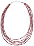 5-Strand Hand Strung Sterling Liquid Silver 16" Red Oyster Shell Necklace RX119140